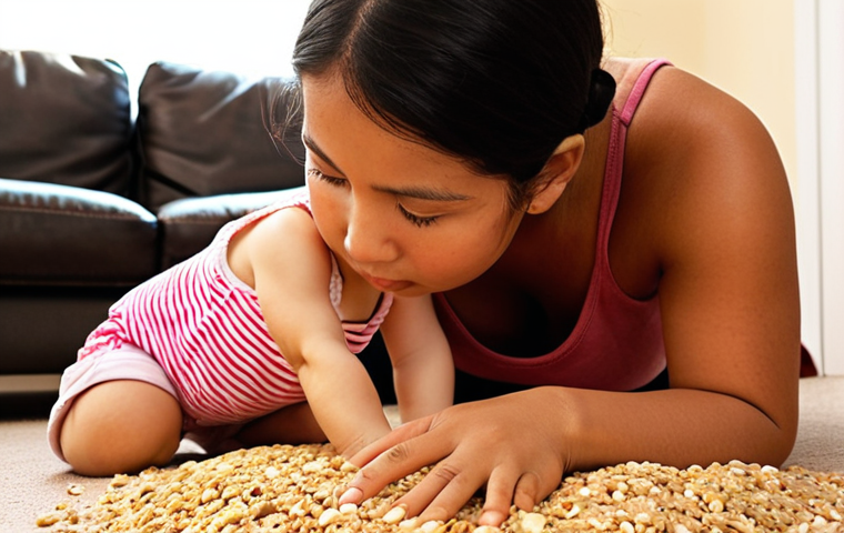 Understanding Early Childhood Development**
A warm, softly lit indoor scene featuring a parent (mid-30s, any ethnicity) kneeling to eye-level with a curious toddler (approx. 2-3 years old, any ethnicity) who is engrossed in a sensory activity, perhaps exploring textures with cereal or sand. The parent's expression is one of calm patience and understanding, reflecting a shift from "they're being difficult" to "their brain is developing." There's a subtle sense of guided discovery and gentle redirection, rather than stern discipline. The background is a typical, comfortable living space. High-quality photography, soft focus, conveying empathy and developmental understanding.
2. **