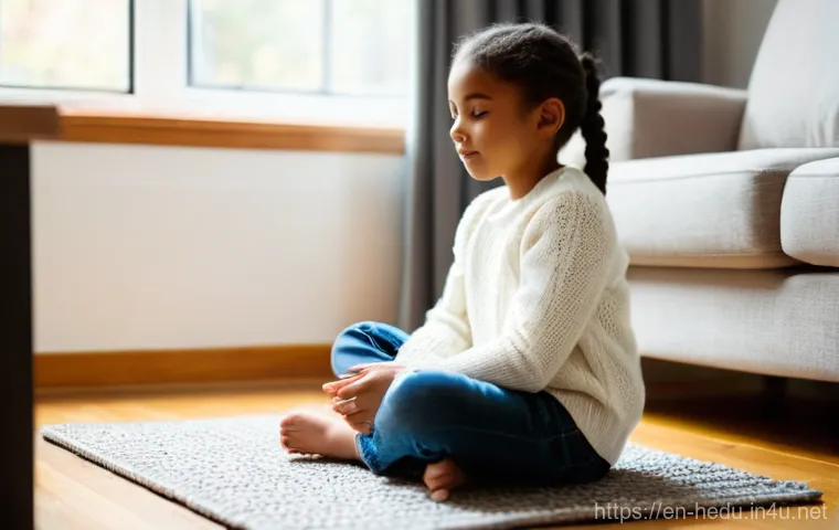 부모의 자기반성과 자녀 교육 - **Prompt:** A young parent, female, in her early 30s, dressed in a comfortable, modest sweater and j...